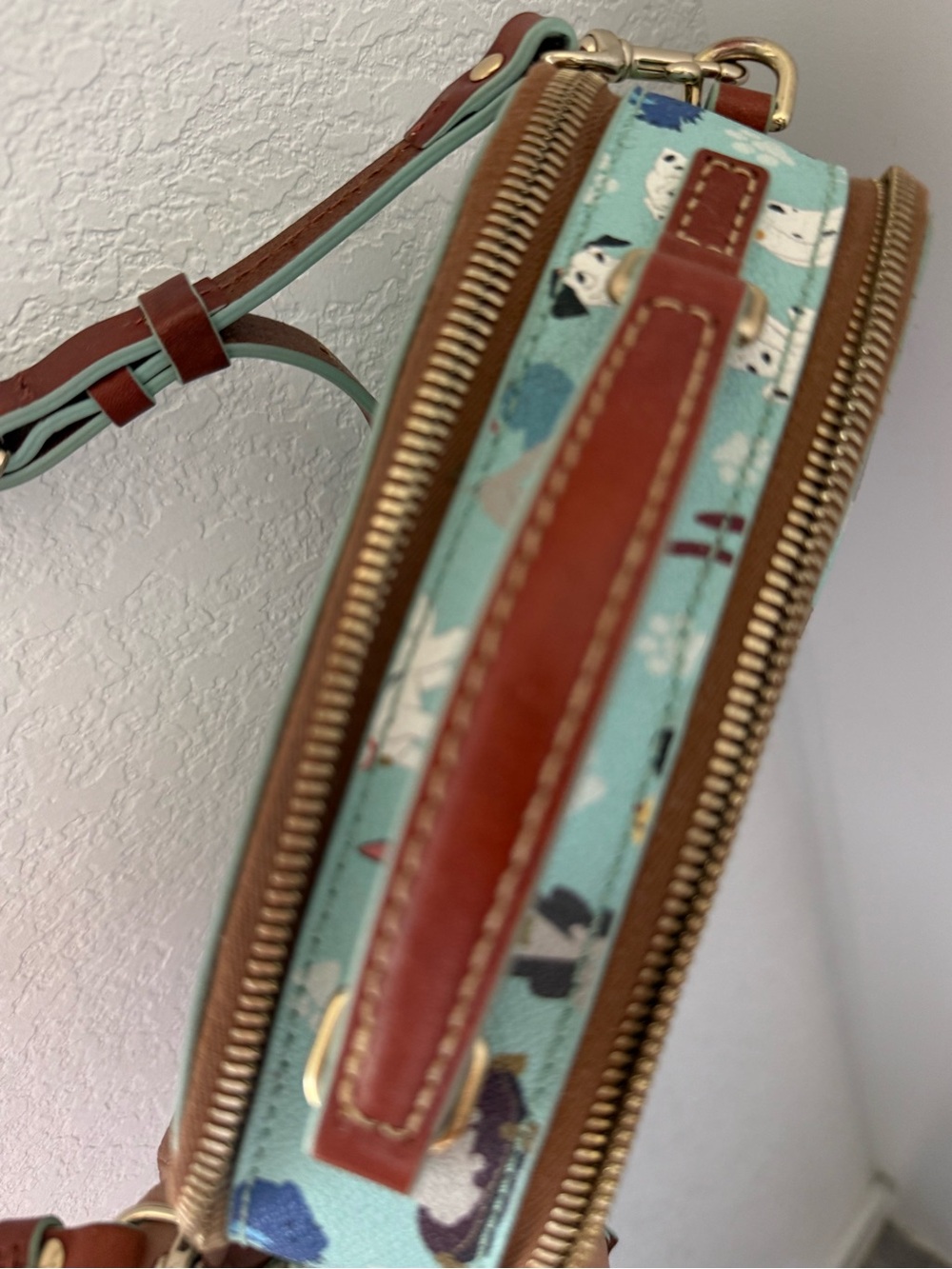 Dooney & Bourke Aqua Disney Dogs Crossbody with Brown Trim - Picture 7 of 8